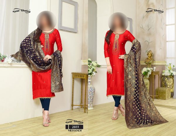 downloadYour-Choice-Mehandi-2833-Jam-Silk-Cotton-Banarasi-Dupatta-Churidar-Salwar-Kmaeez-1200-INR