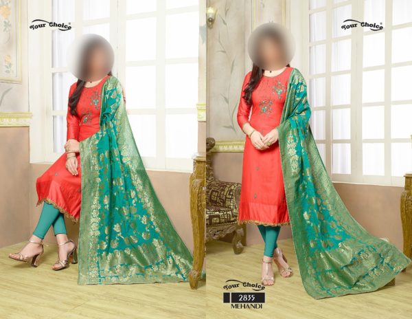 downloadYour-Choice-Mehandi-2835-Jam-Silk-Cotton-Banarasi-Dupatta-Churidar-Salwar-Kmaeez-1200-INR
