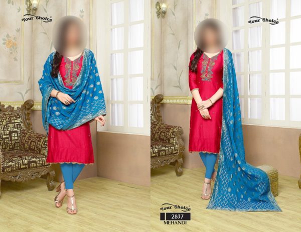 downloadYour-Choice-Mehandi-2837-Jam-Silk-Cotton-Banarasi-Dupatta-Churidar-Salwar-Kmaeez-1200-INR