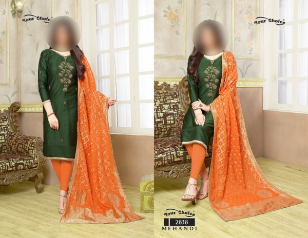 downloadYour-Choice-Mehandi-2838-Jam-Silk-Cotton-Banarasi-Dupatta-Churidar-Salwar-Kmaeez-1200-INR