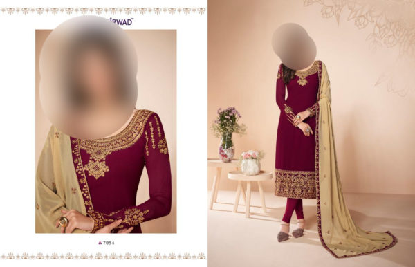 Aashirwad-Creation-Mor-Bagh-Cross-Stitch-7054-Real-Georgette-Straight-Churidar-Salwar-Kameez