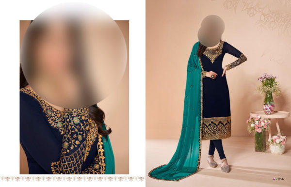 Aashirwad-Creation-Mor-Bagh-Cross-Stitch-7056-Real-Georgette-Straight-Churidar-Salwar-Kameez