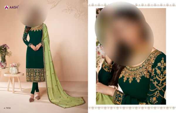 Aashirwad-Creation-Mor-Bagh-Cross-Stitch-7058-Real-Georgette-Straight-Churidar-Salwar-Kameez