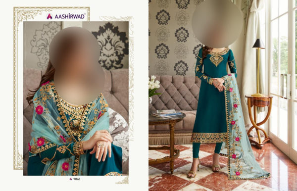 Aashirwad-Creation-Mor-Bagh-Mohra-7061-Georgette-Straight-Heavy-Dupatta-Salwar-Kameez