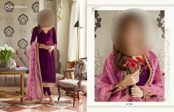 Aashirwad-Creation-Mor-Bagh-Mohra-7063-Georgette-Straight-Heavy-Dupatta-Salwar-Kameez