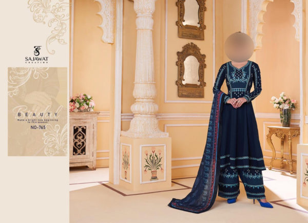Sajawat-Creation-Sarthi-vol9-765-Designer-Muslin-Fabric-Plazzo-Salwar-Kameez-Fully-Stitched-Dress