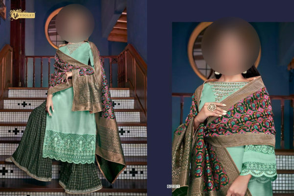 Swagat-Violet-Snow-White-vol12-6201-Designer-Emboidered-Party-Wear-Plazzo-Suit-Jacquard-Dupatta-Dress-Material