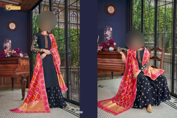 Swagat-Violet-Snow-White-vol12-6205-Designer-Emboidered-Party-Wear-Plazzo-Suit-Jacquard-Dupatta-Dress-Material