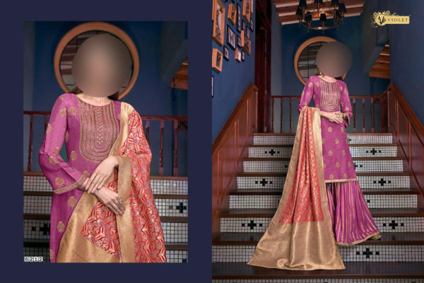 Swagat-Violet-Snow-White-vol12-6212-Designer-Emboidered-Party-Wear-Plazzo-Suit-Jacquard-Dupatta-Dress-Material